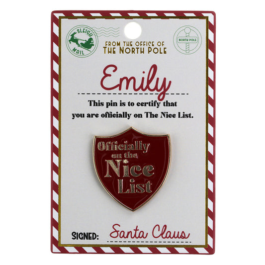 Nice List Pin Badge-Emily