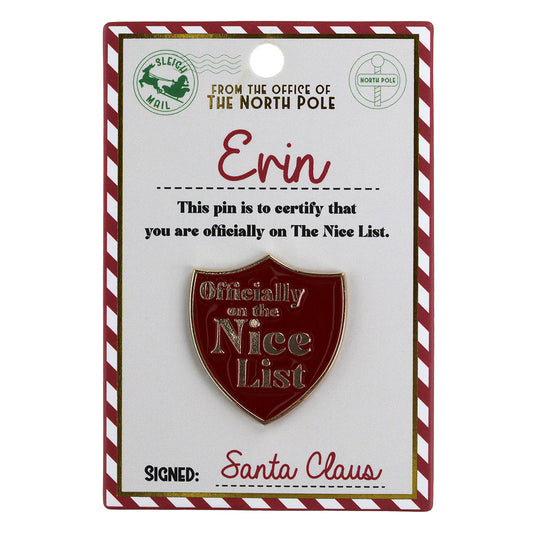 Nice List Pin Badge-Erin