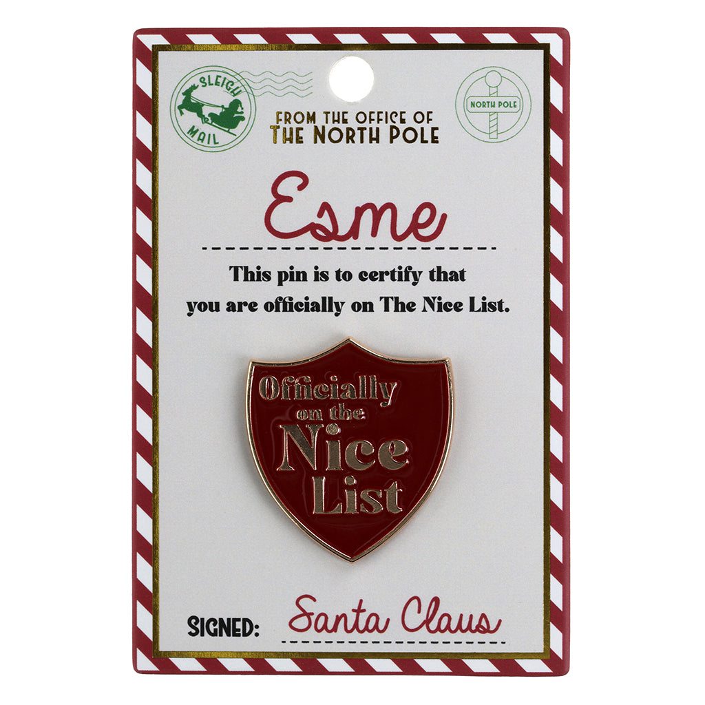 NL061 - Nice List Pin Badge -Esme