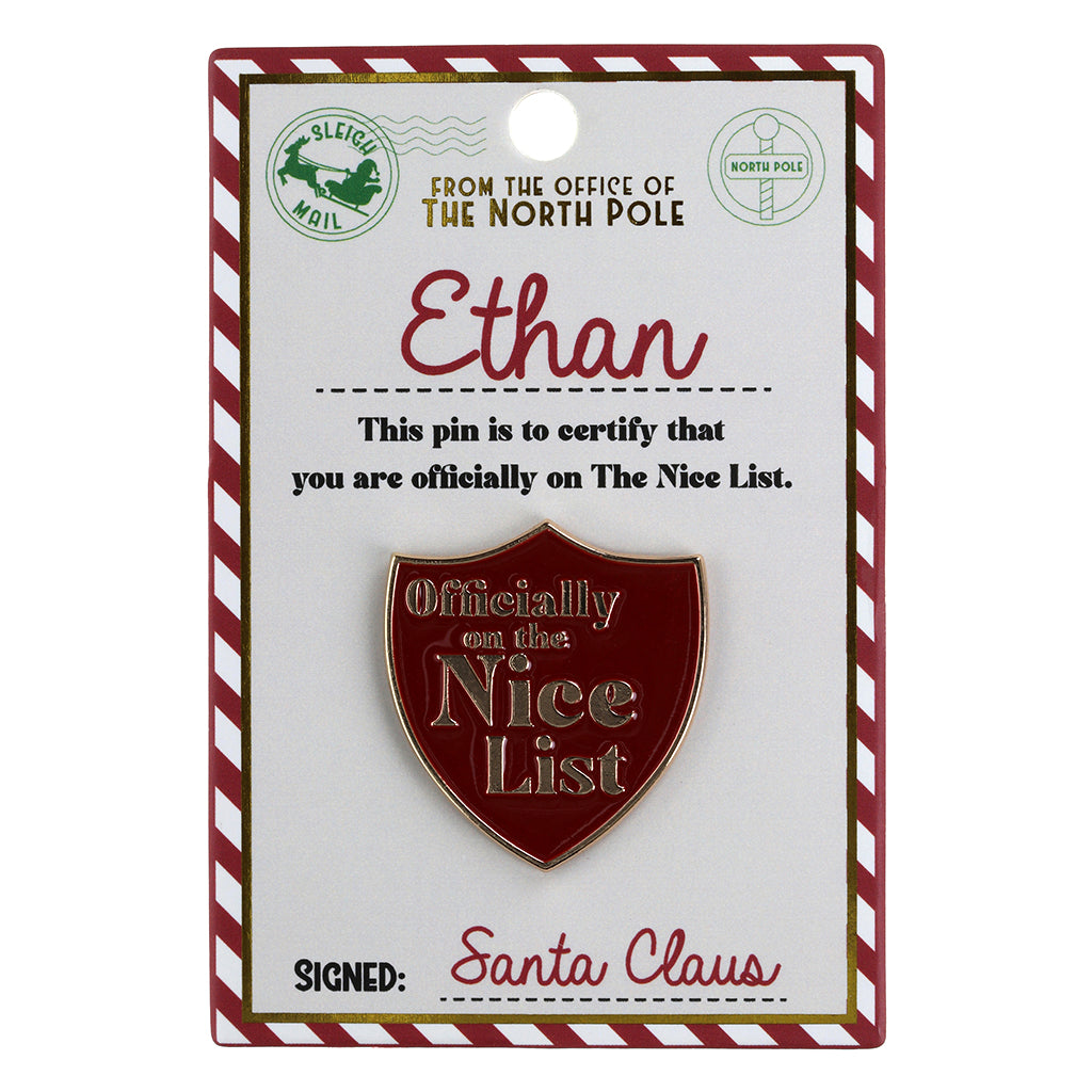 NL062 - Nice List Pin Badge -Ethan