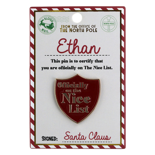 Nice List Pin Badge-Ethan