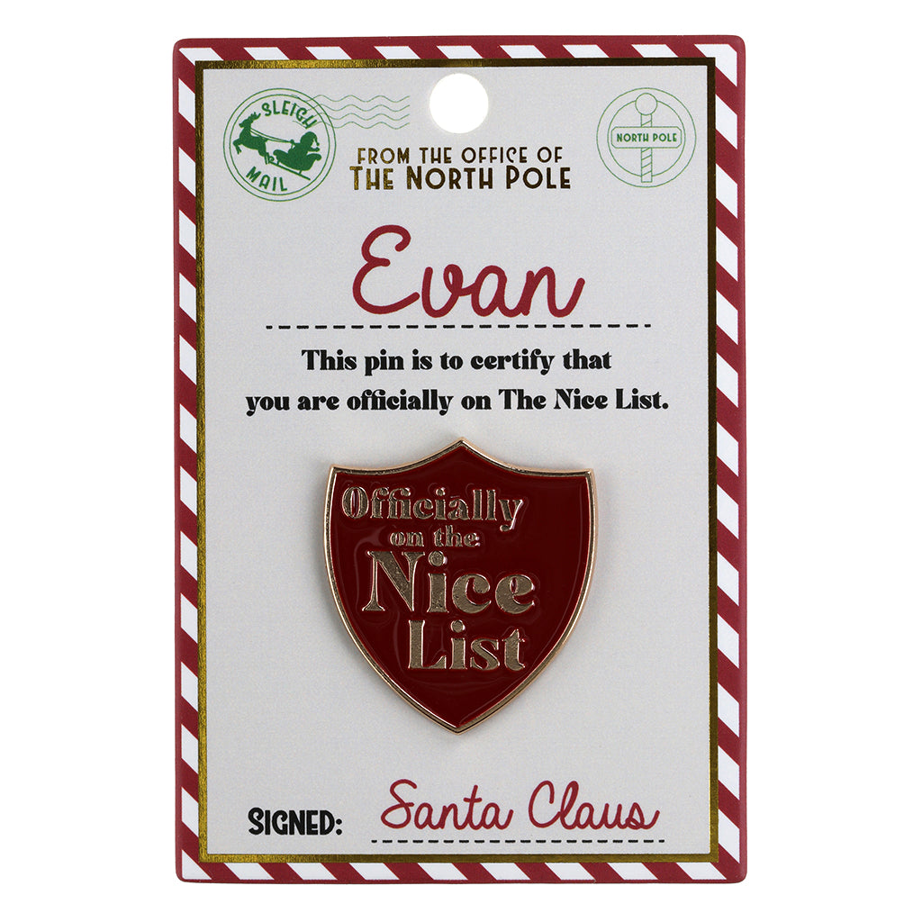 NL064 - Nice List Pin Badge -Evan