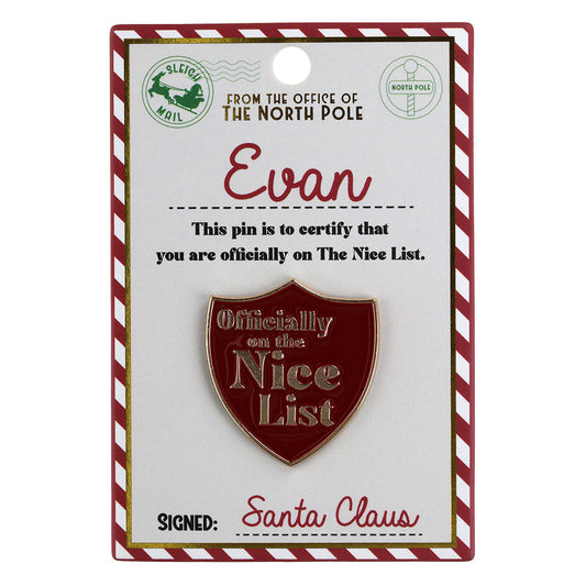 Nice List Pin Badge-Evan