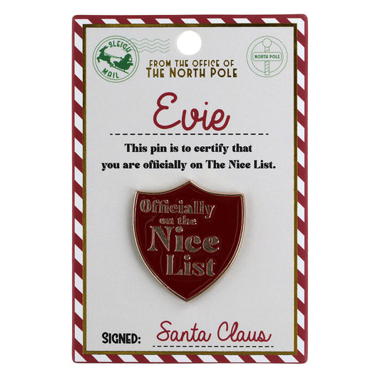Nice List Pin Badge-Evie