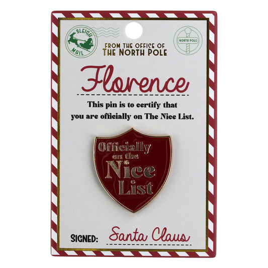 Nice List Pin Badge-Florence