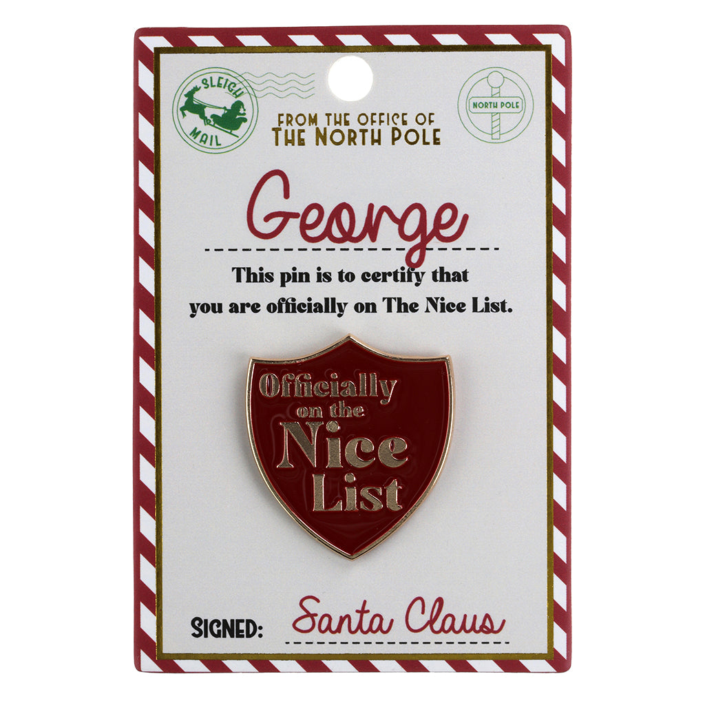 NL072 - Nice List Pin Badge -George