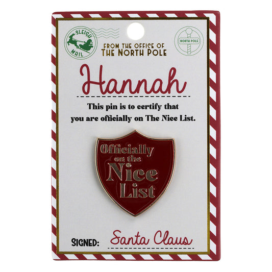 Nice List Pin Badge-Hannah