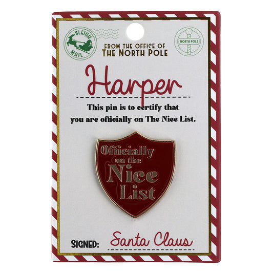 Nice List Pin Badge-Harper