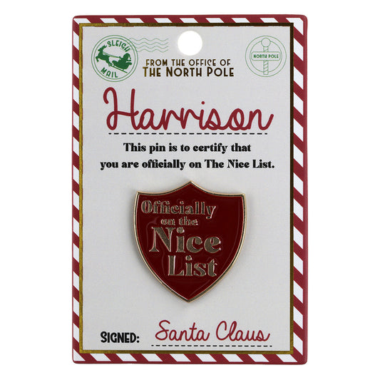 Nice List Pin Badge-Harrison