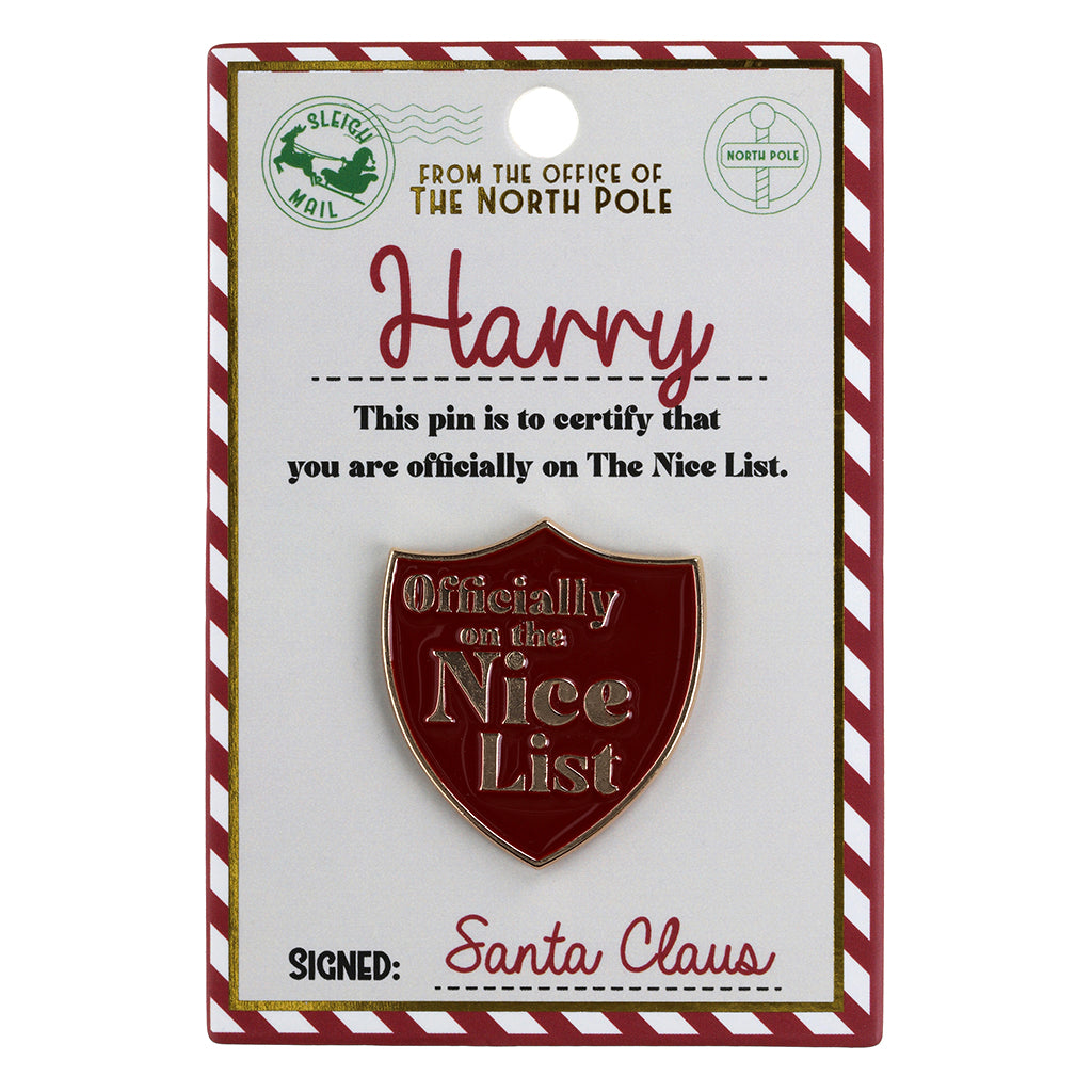 NL080 - Nice List Pin Badge -Harry