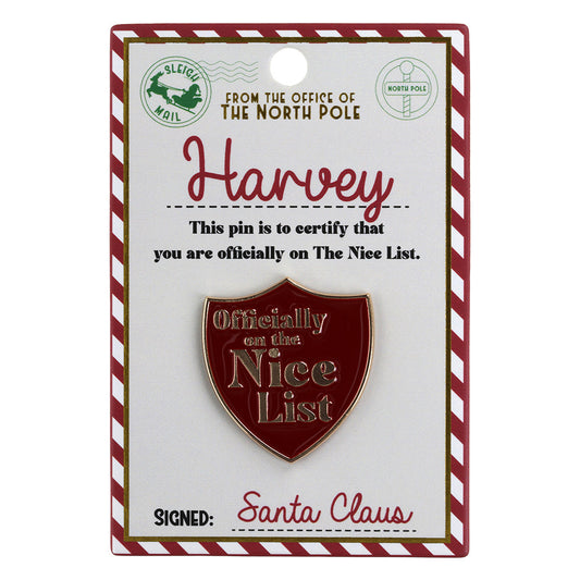 NL081 - Nice List Pin Badge -Harvey