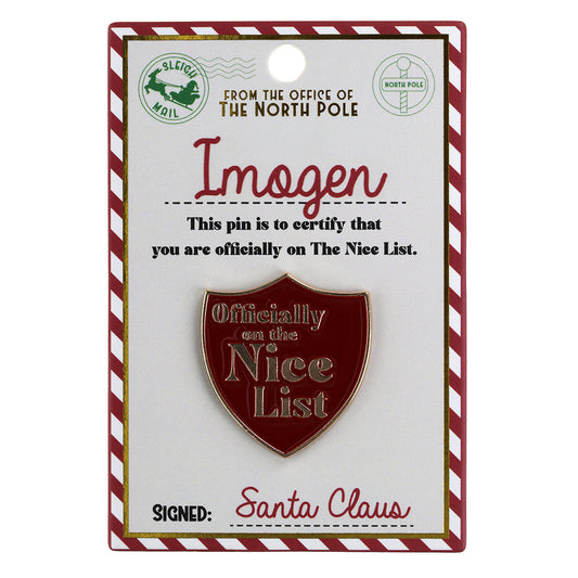 Nice List Pin Badge-Imogen