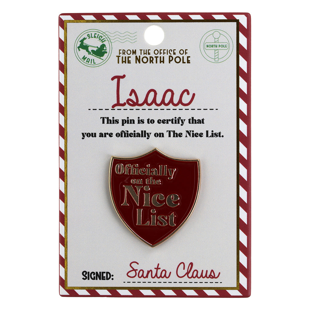 NL087 - Nice List Pin Badge -Isaac