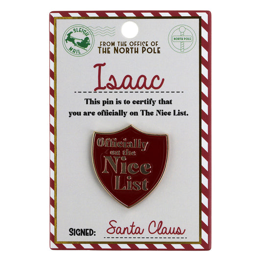 NL087 - Nice List Pin Badge -Isaac