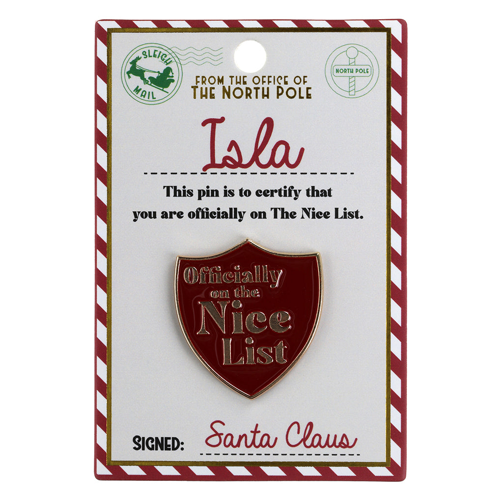NL090 - Nice List Pin Badge -Isla
