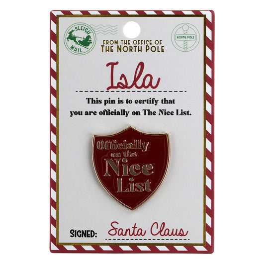 NL090 - Nice List Pin Badge -Isla