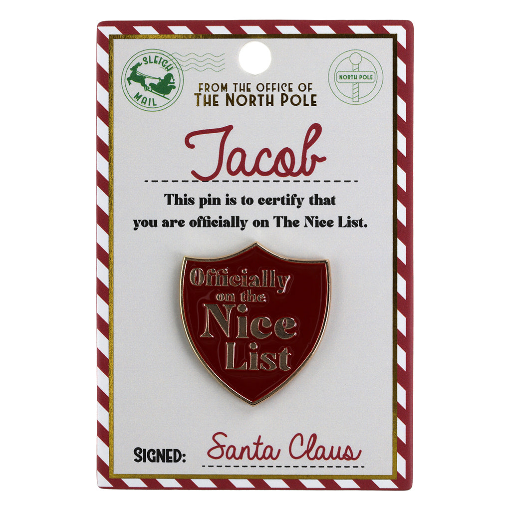 NL094 - Nice List Pin Badge -Jacob