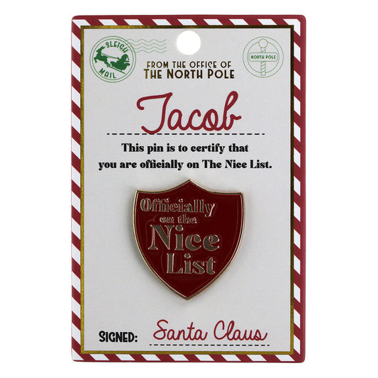 NL094 - Nice List Pin Badge -Jacob