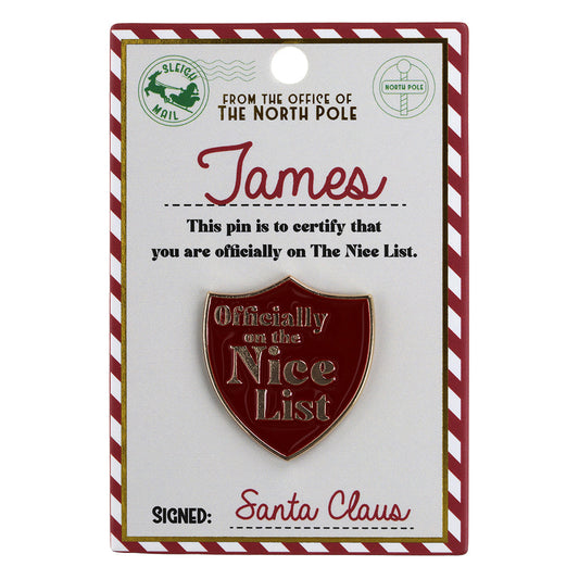 NL096 - Nice List Pin Badge -James