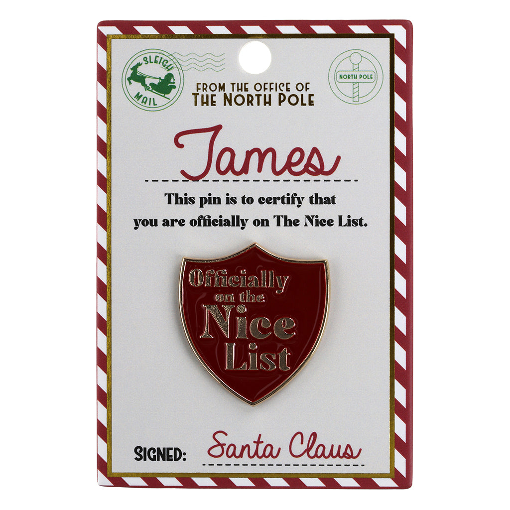 Nice List Pin Badge-James