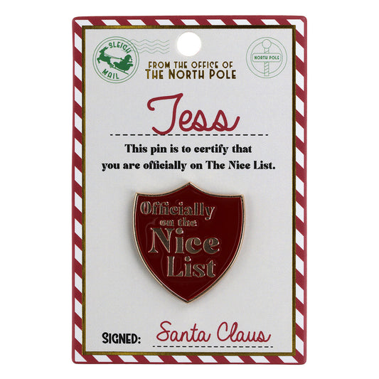 NL100 - Nice List Pin Badge -Jess
