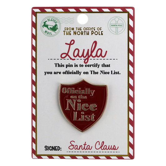 NL107 - Nice List Pin Badge -Layla