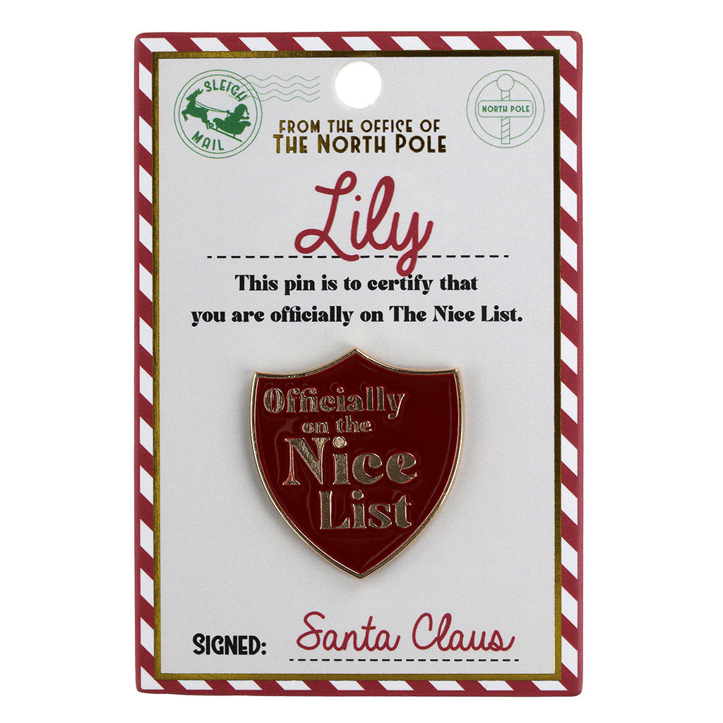 Nice List Pin Badge-Lily
