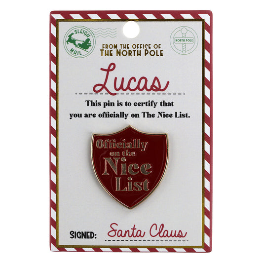 NL117 - Nice List Pin Badge -Lucas
