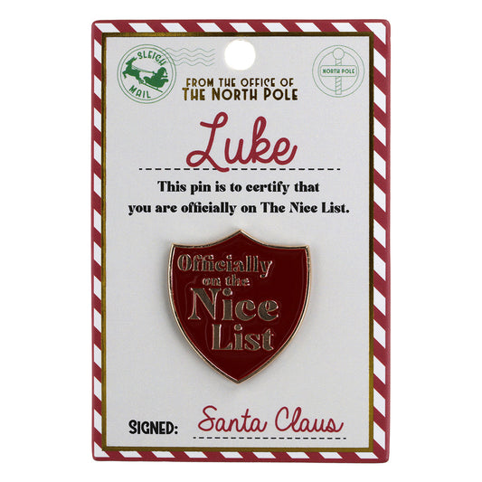 NL119 - Nice List Pin Badge -Luke