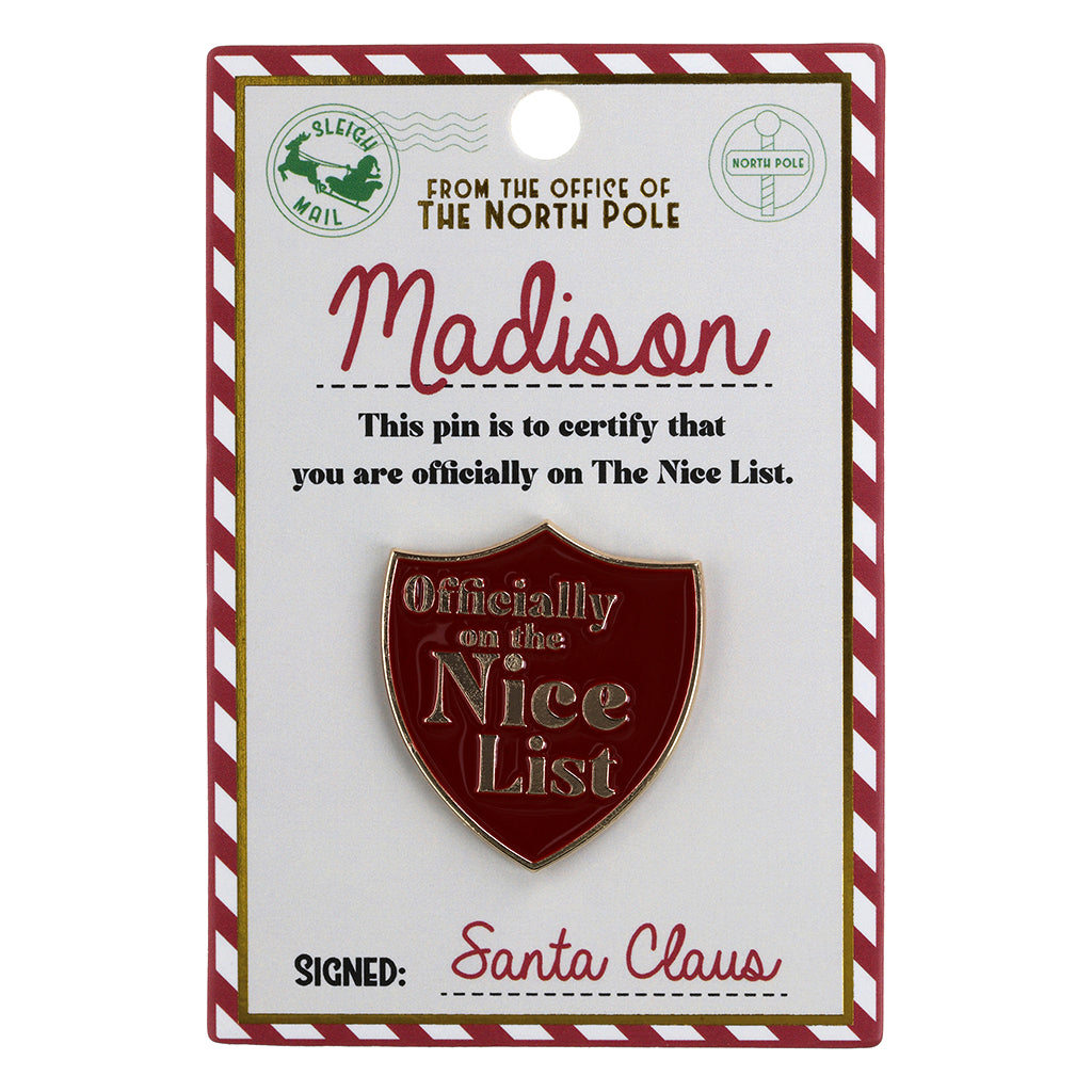 Nice List Pin Badge-Madison