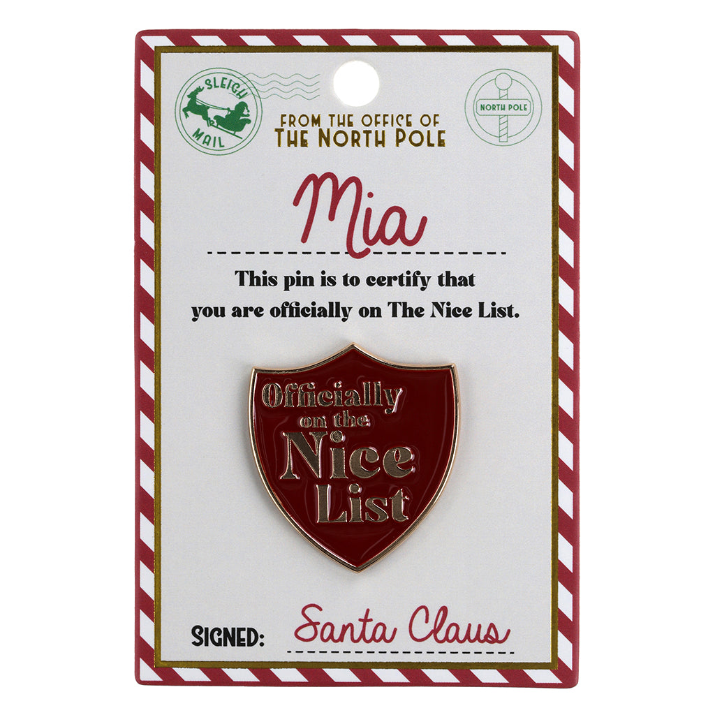 Nice List Pin Badge-Mia