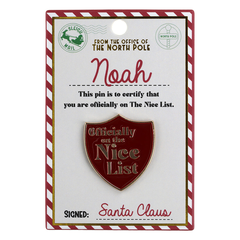 NL134 - Nice List Pin Badge -Noah