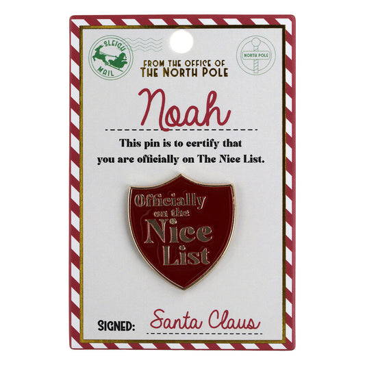 NL134 - Nice List Pin Badge -Noah