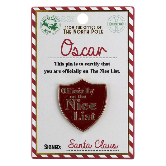 Nice List Pin Badge-Oscar