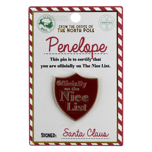 NL139 - Nice List Pin Badge -Penelope