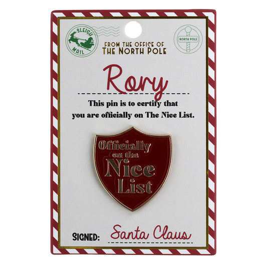 NL147 - Nice List Pin Badge -Rory