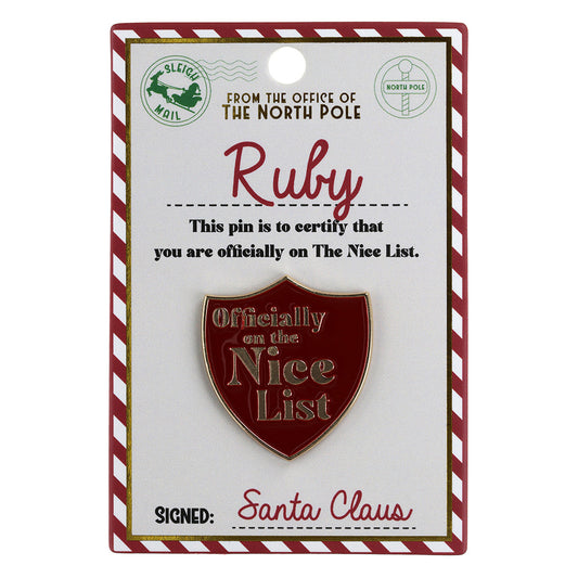 NL149 - Nice List Pin Badge -Ruby