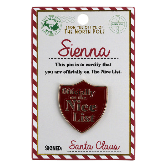 NL154 - Nice List Pin Badge -Sienna