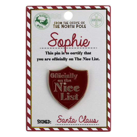 NL157 - Nice List Pin Badge -Sophie