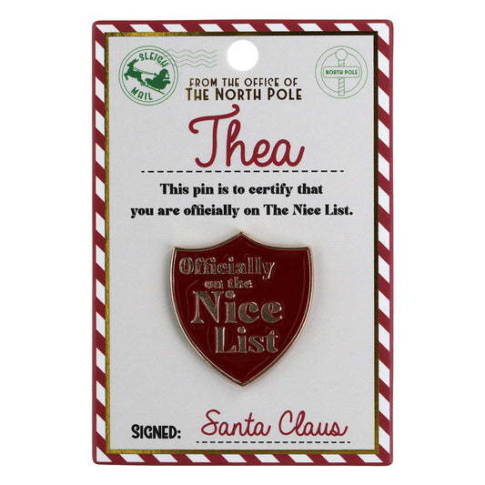 NL160 - Nice List Pin Badge -Thea