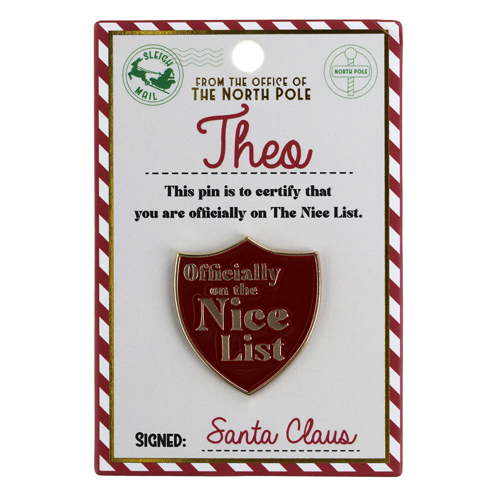 NL161 - Nice List Pin Badge -Theo