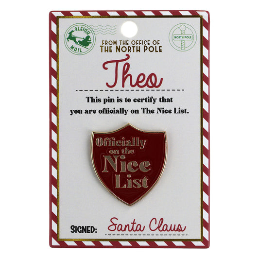 NL161 - Nice List Pin Badge -Theo