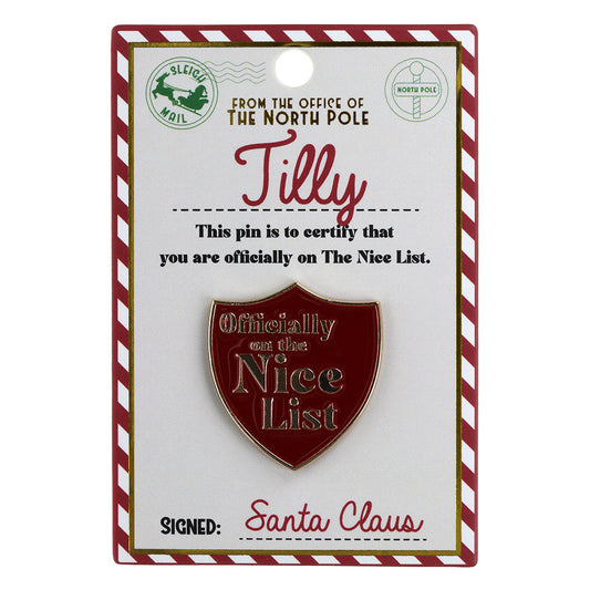 NL163 - Nice List Pin Badge -Tilly
