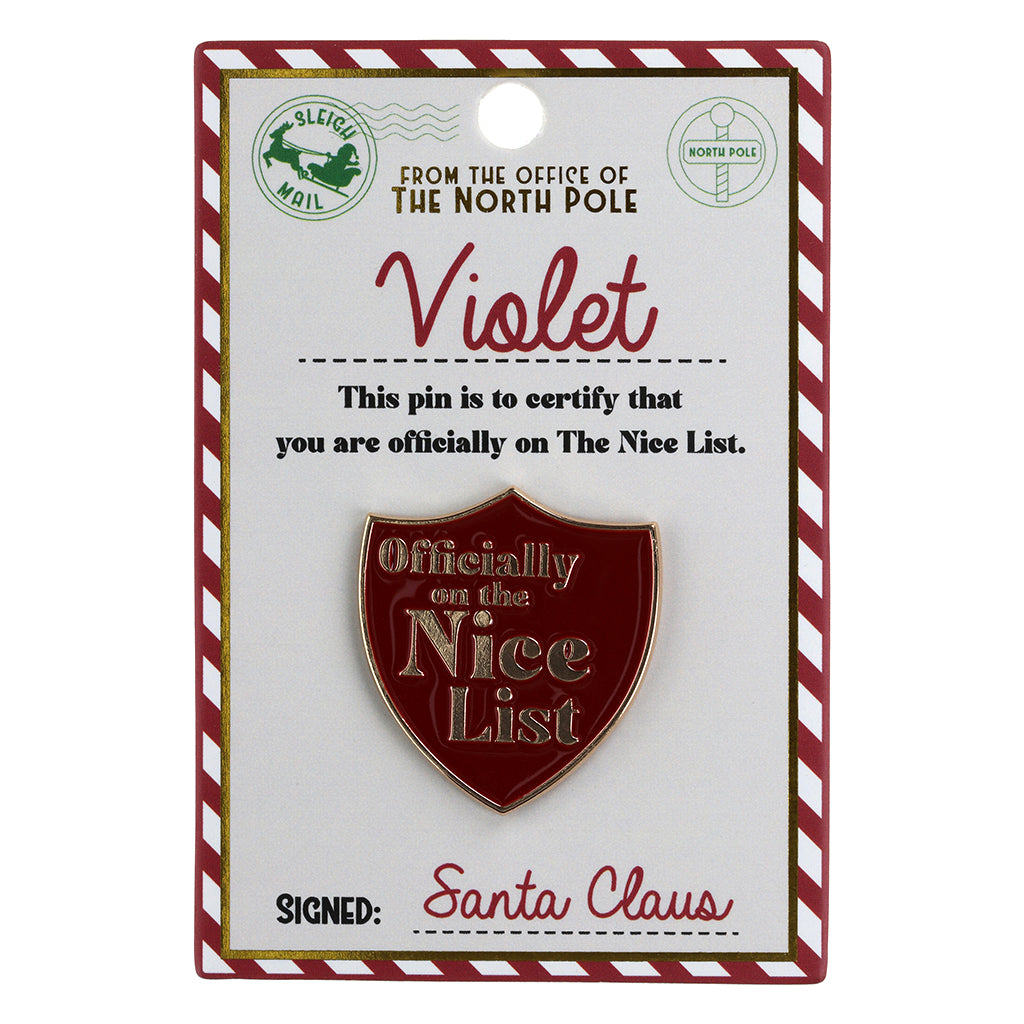 NL167 - Nice List Pin Badge -Violet