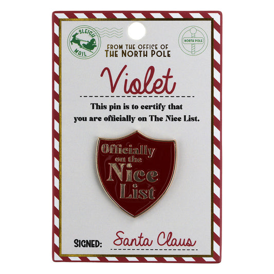 NL167 - Nice List Pin Badge -Violet
