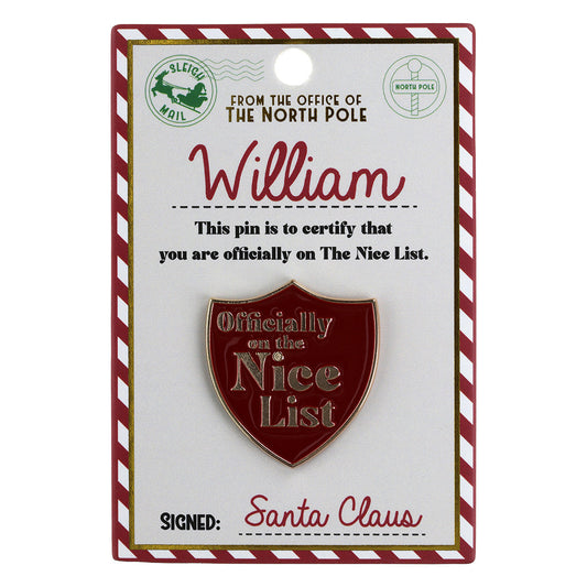 NL168 - Nice List Pin Badge -William