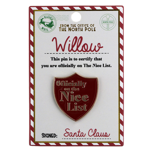 NL169 - Nice List Pin Badge -Willow