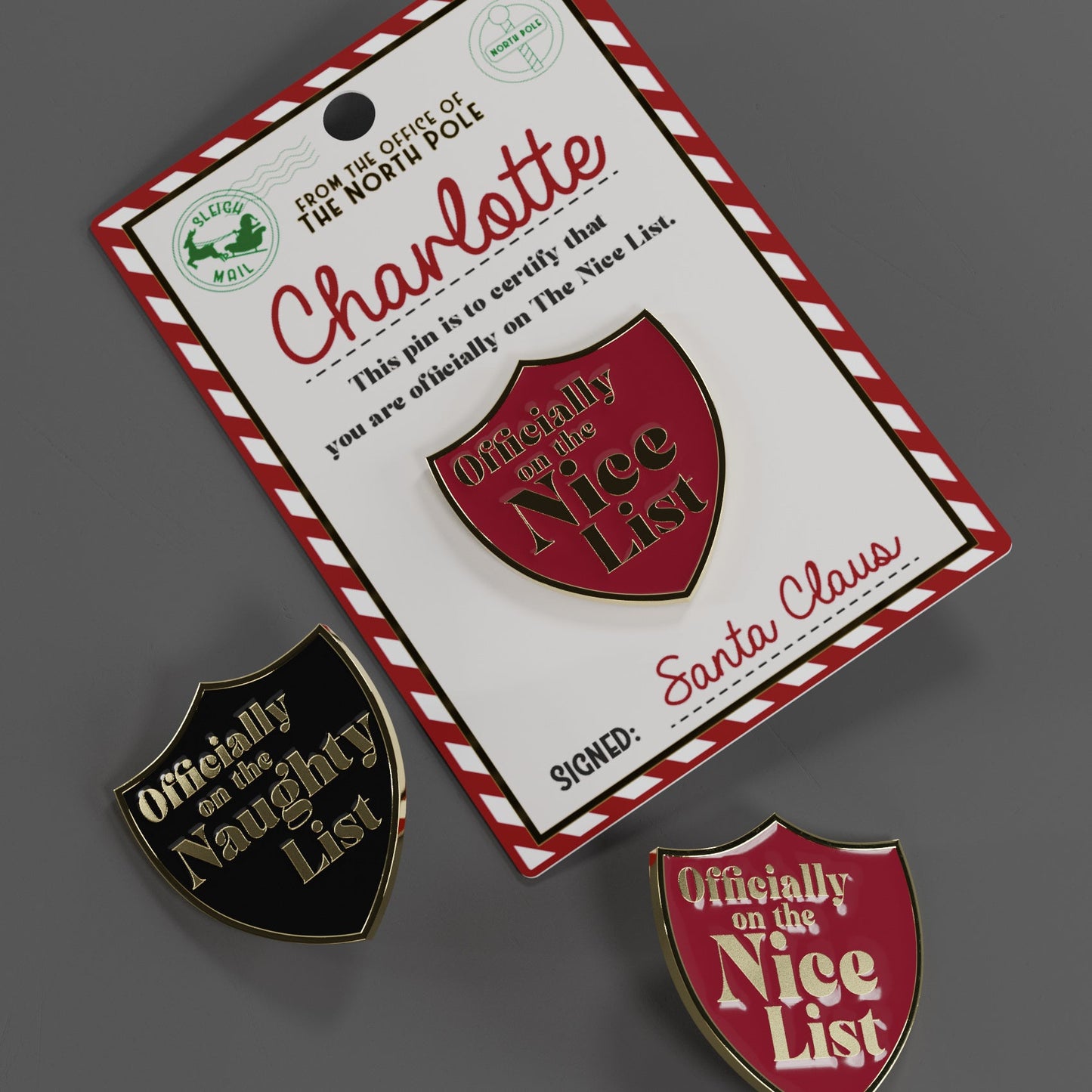 NL057 - Nice List Pin Badge -Emilia