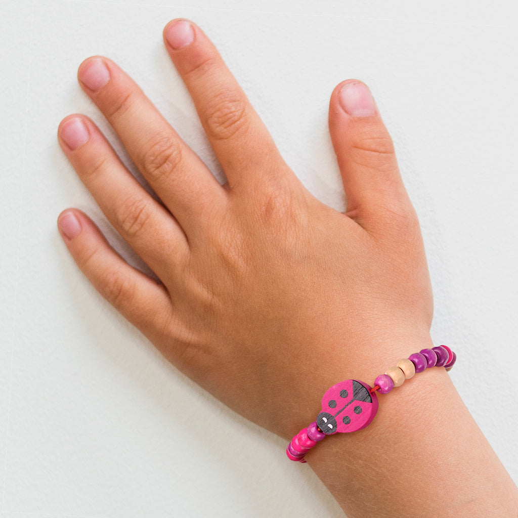 Pack Of 12 Girls Wooden Beaded Bracelets
