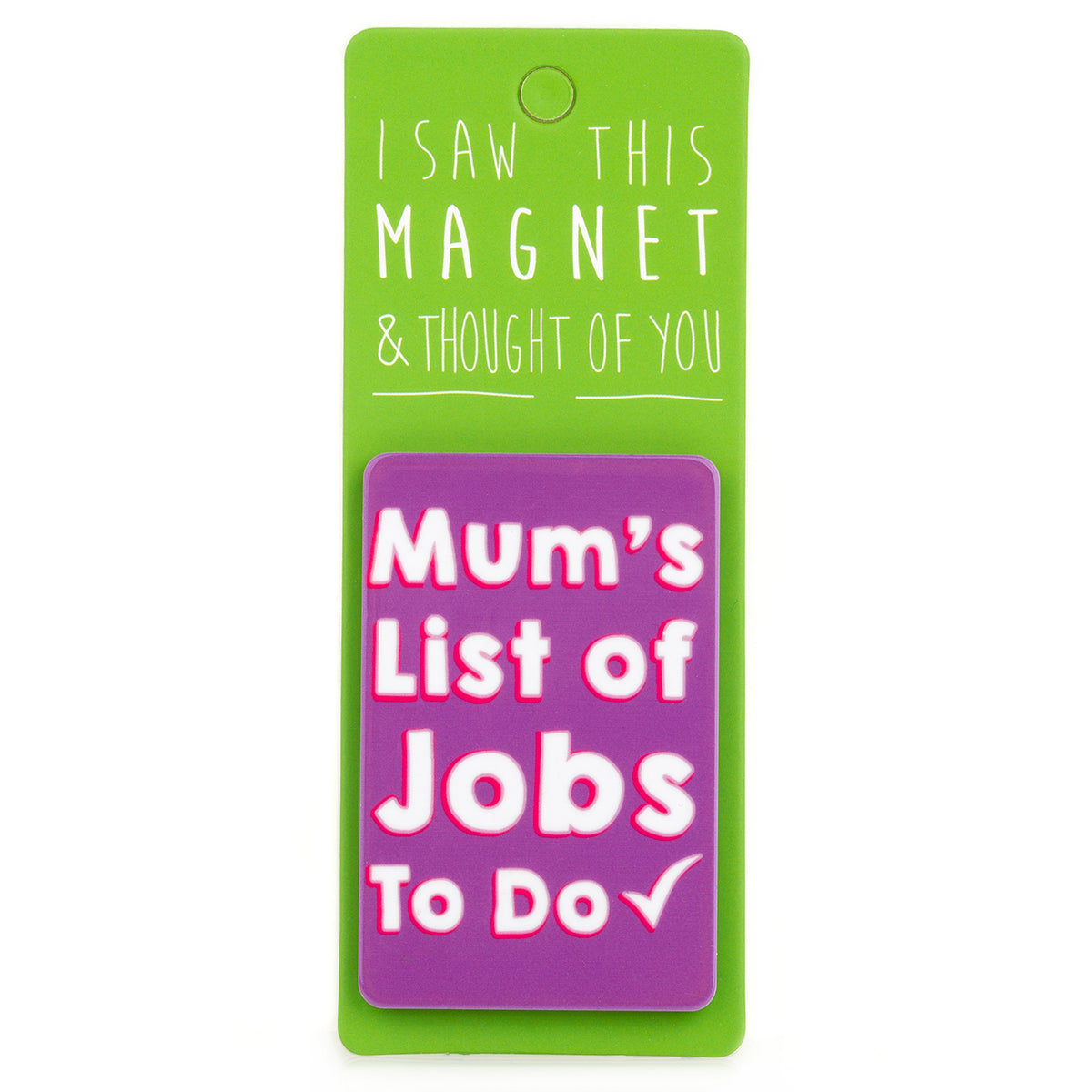 A fridge magnet saying 'Mum’s List'